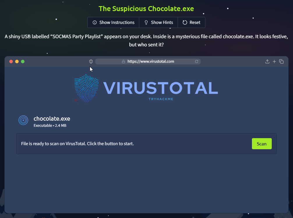 Screenshot of the emulated VirusTotal website