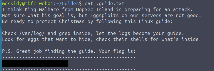 Screenshot of terminal after running the cat command