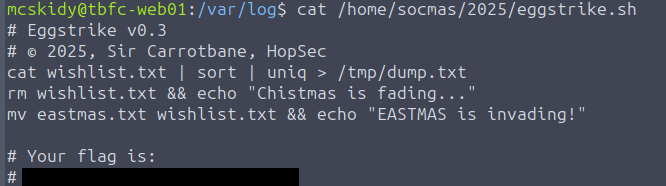 Screenshot of terminal after running the cat command