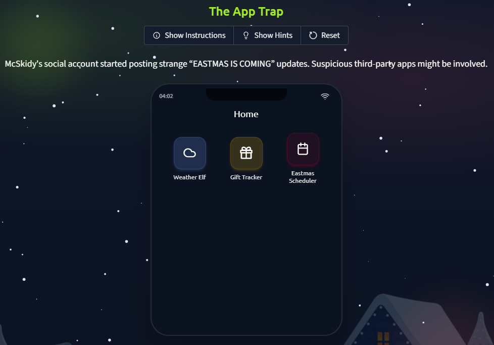 Screenshot of the emulated mobile device
