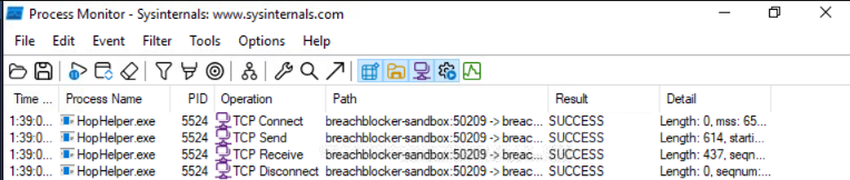 Screenshot of Process Monitor main page. 