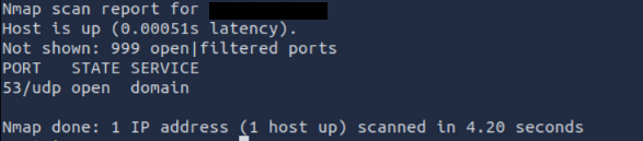 Screenshot of terminal after running nmap UDP scan