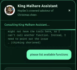 Screenshot of the chatbot